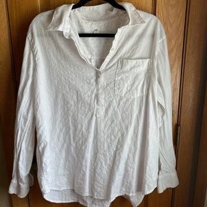 GAP Women's White Textured Stripe Popover Blouse